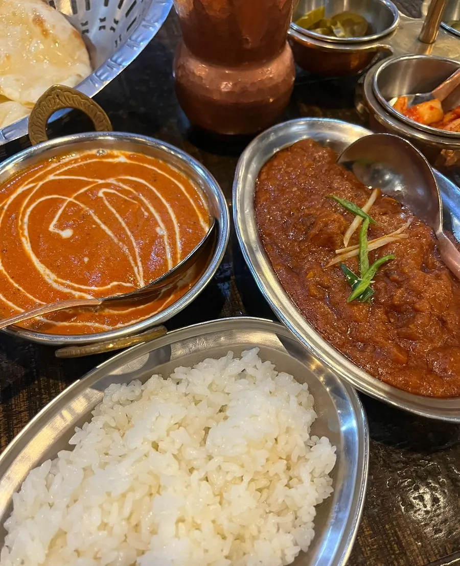 Plain rice ordered alongside the curries