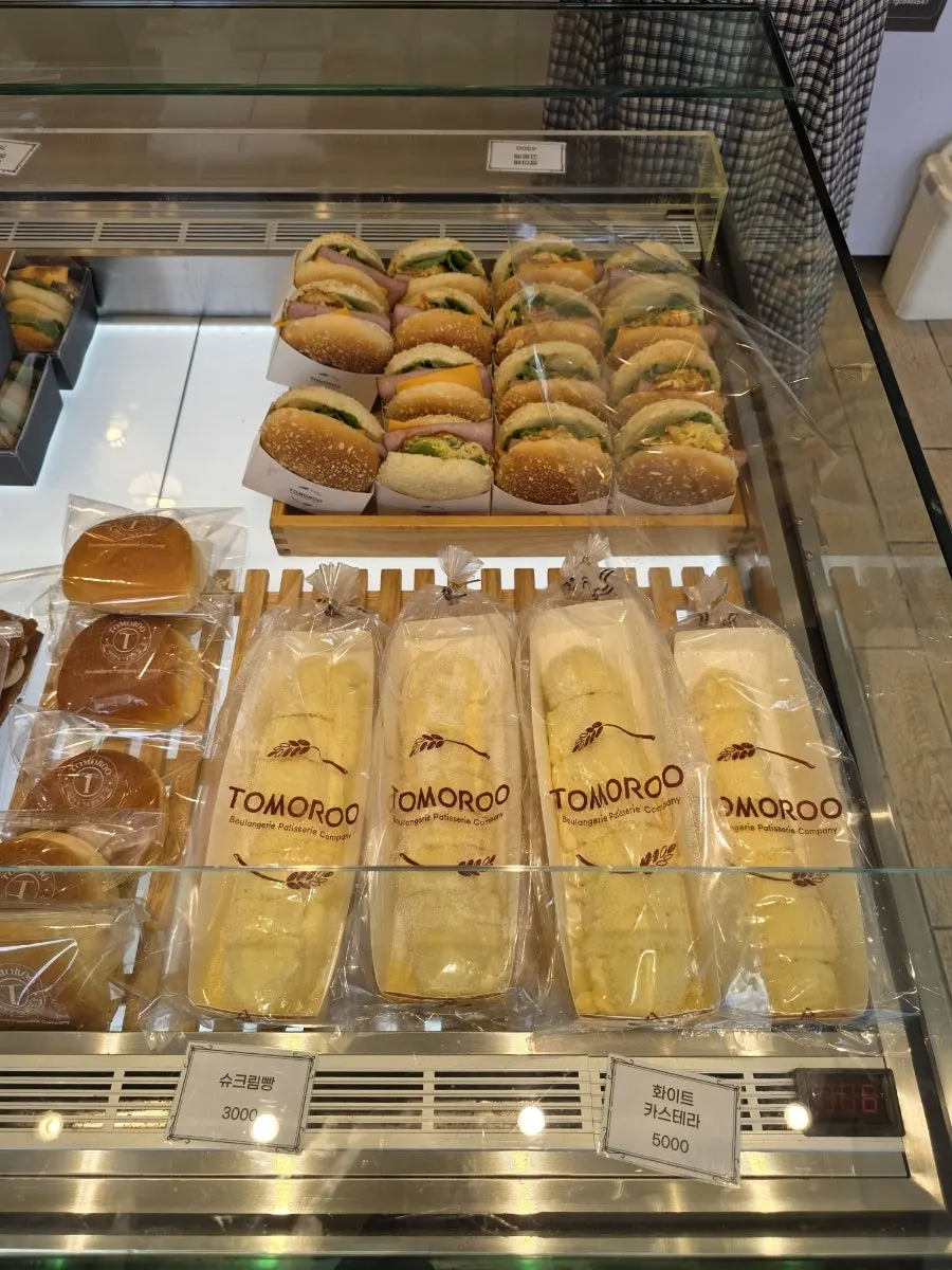 Sandwich bread and baked treats on display