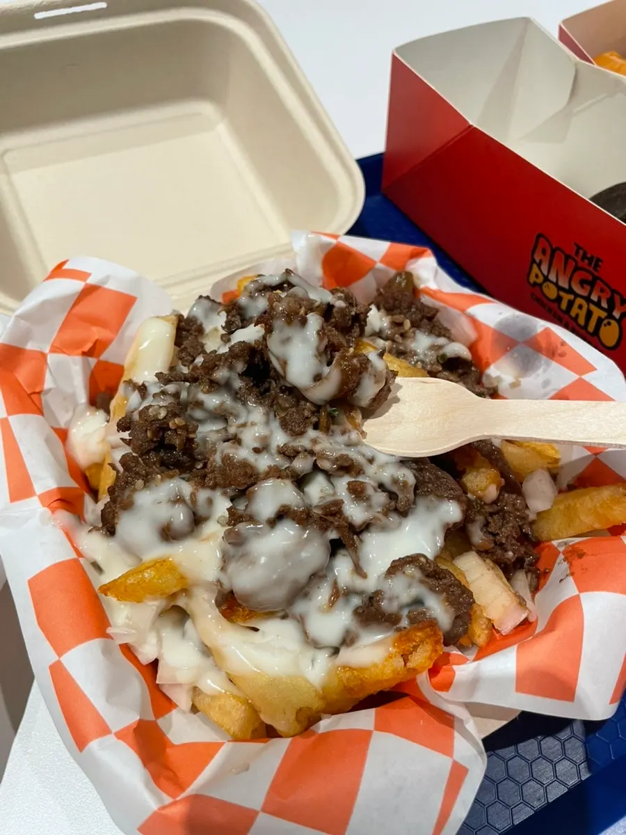 Bulgogi fries topped with bulgogi and onion