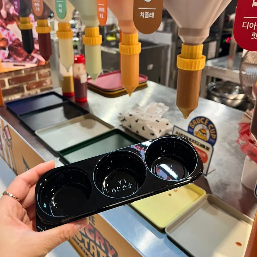 Self-serve sauce bar with sauce cup options