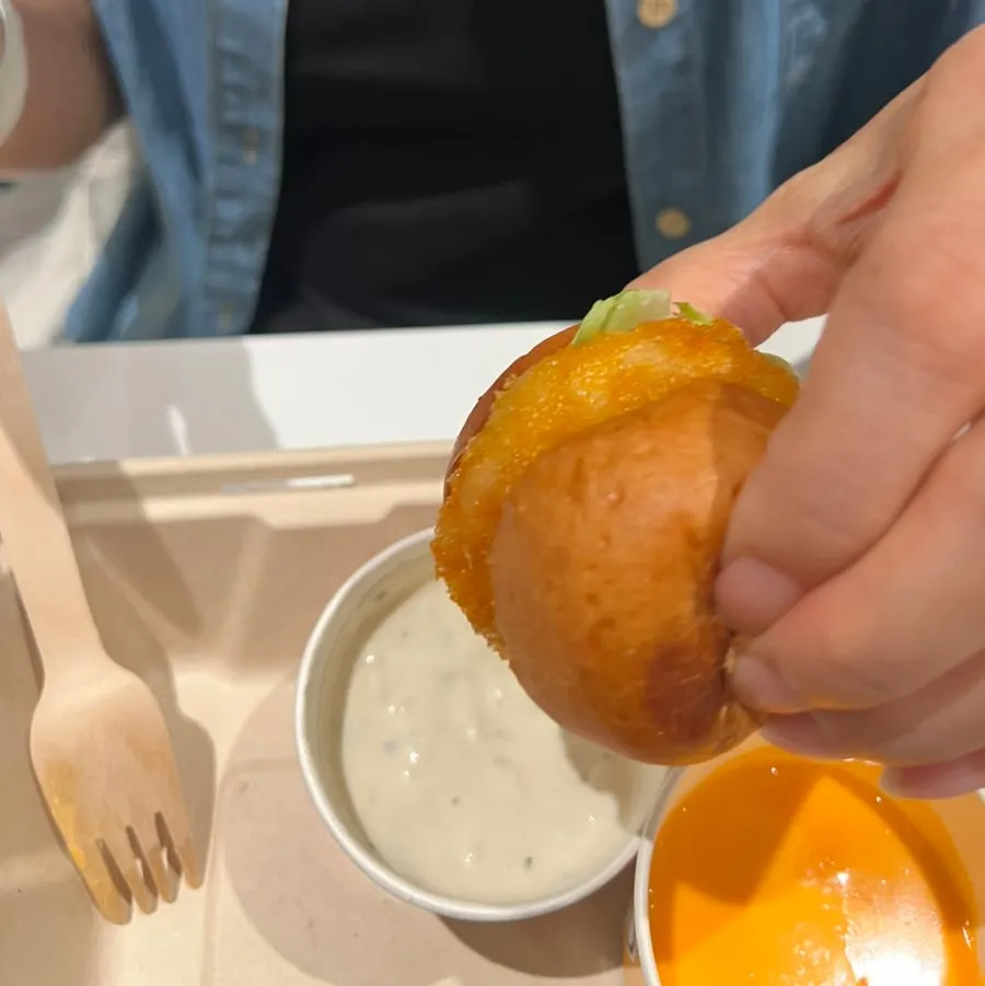 Close-up of the mini burger skewers