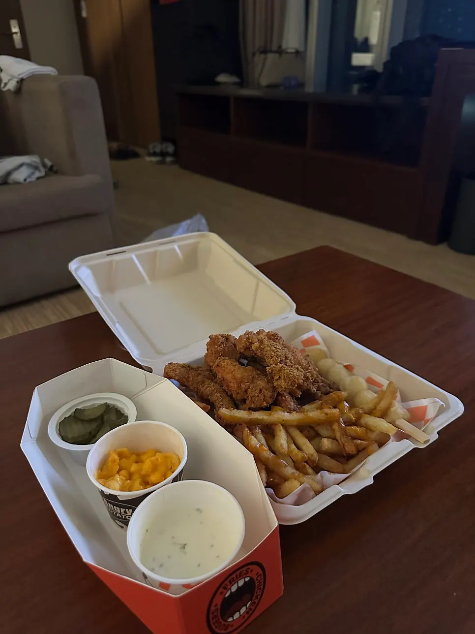 Deep Crunch chicken paired with fries
