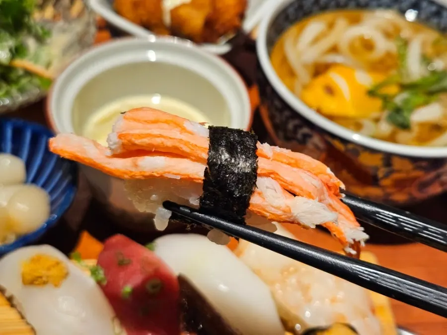 Close-up of the premium sushi set sushi