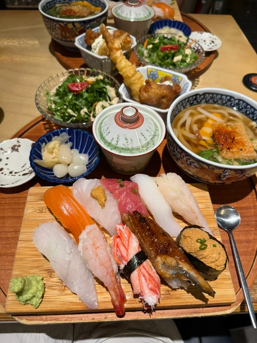 Full spread of the premium sushi set