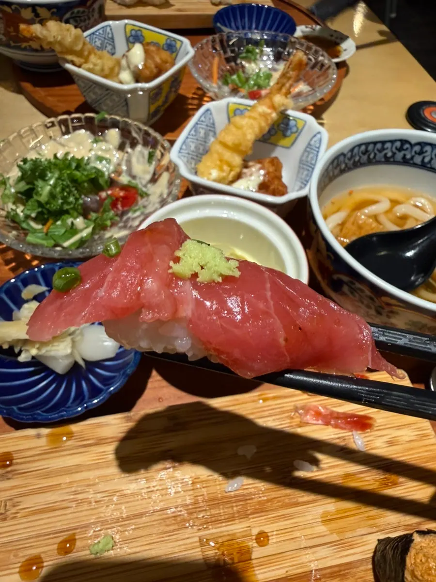 Close-up of uni (sea urchin) sushi