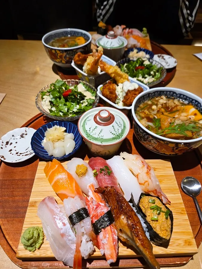 Open kitchen preparing handmade sushi by the chefs