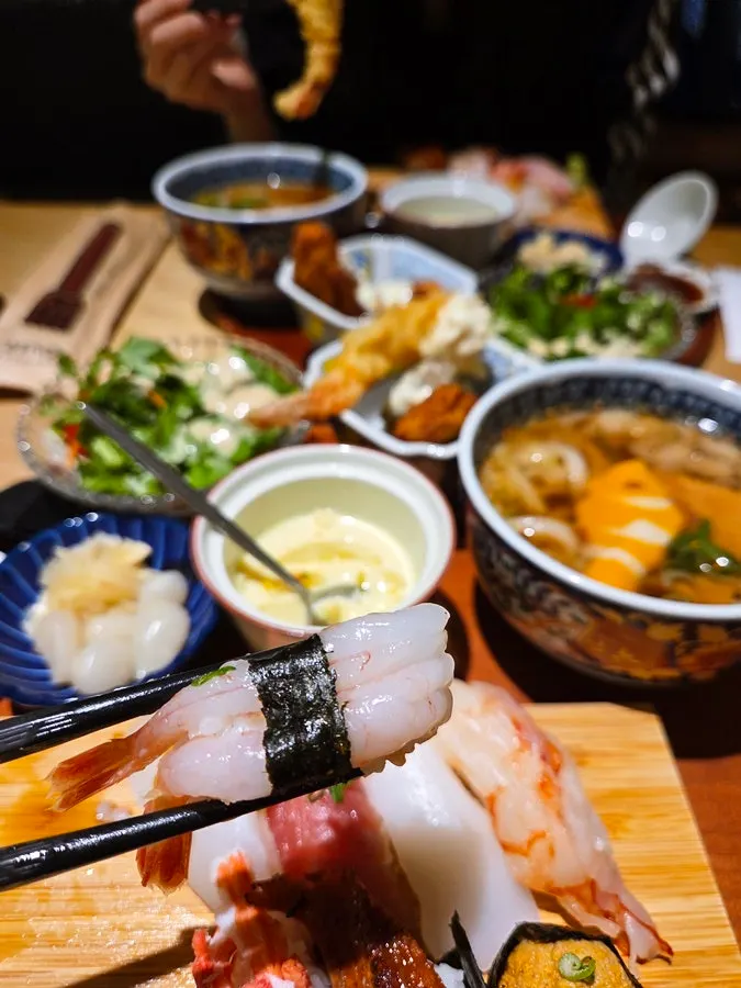 Thick eel sushi glazed with a sweet sauce