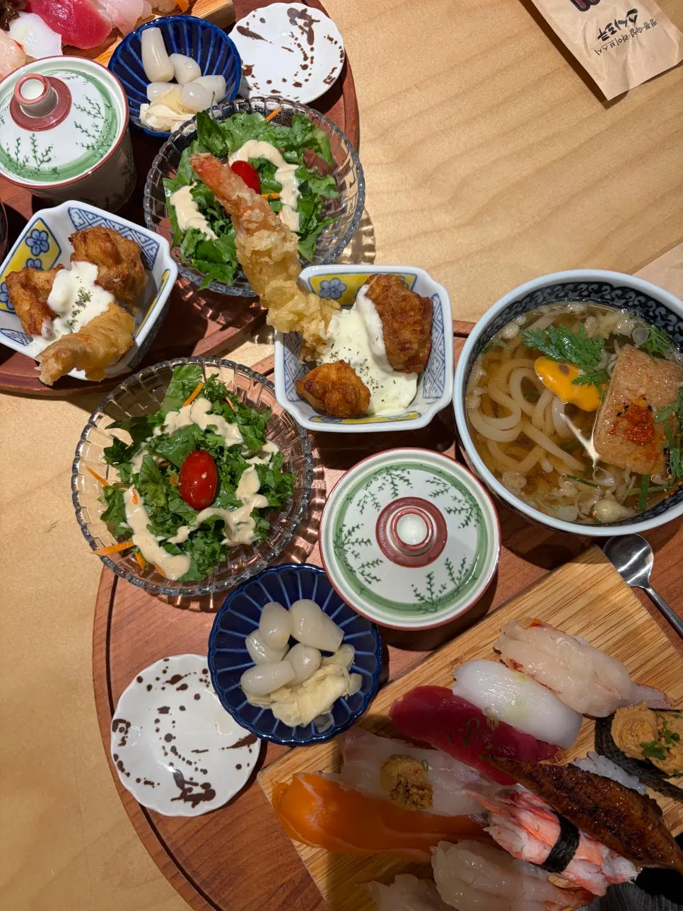 Premium sushi set served on a wood tray