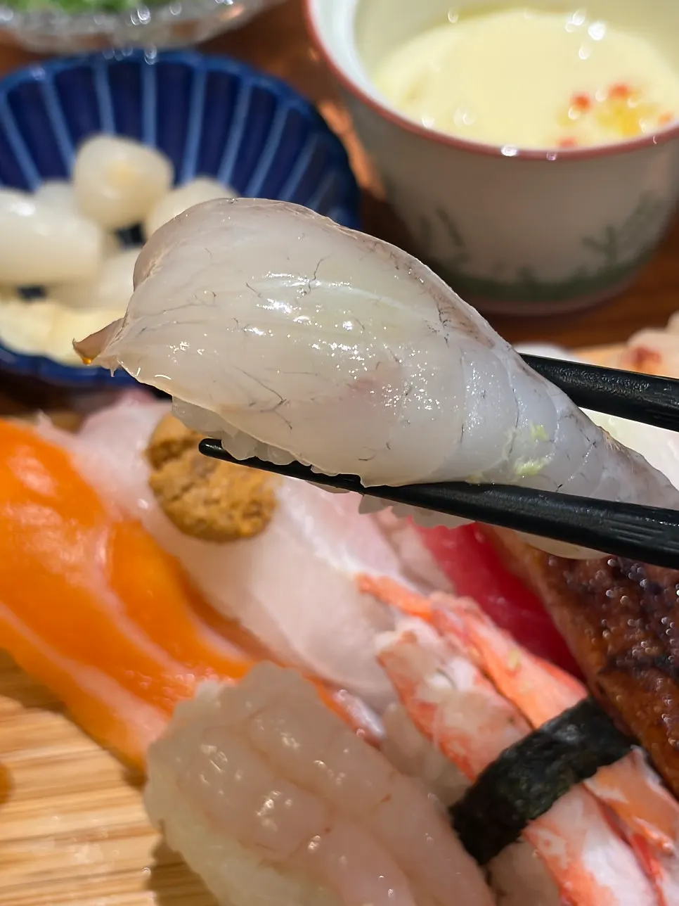 Sushi with soy sauce brushed on