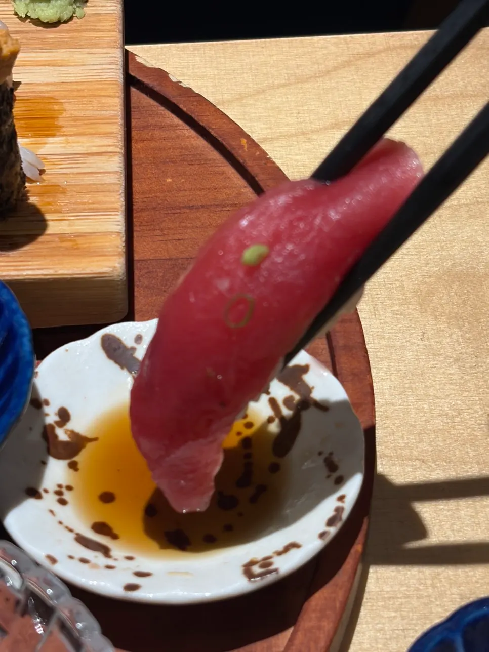 Close-up of cold eel sushi