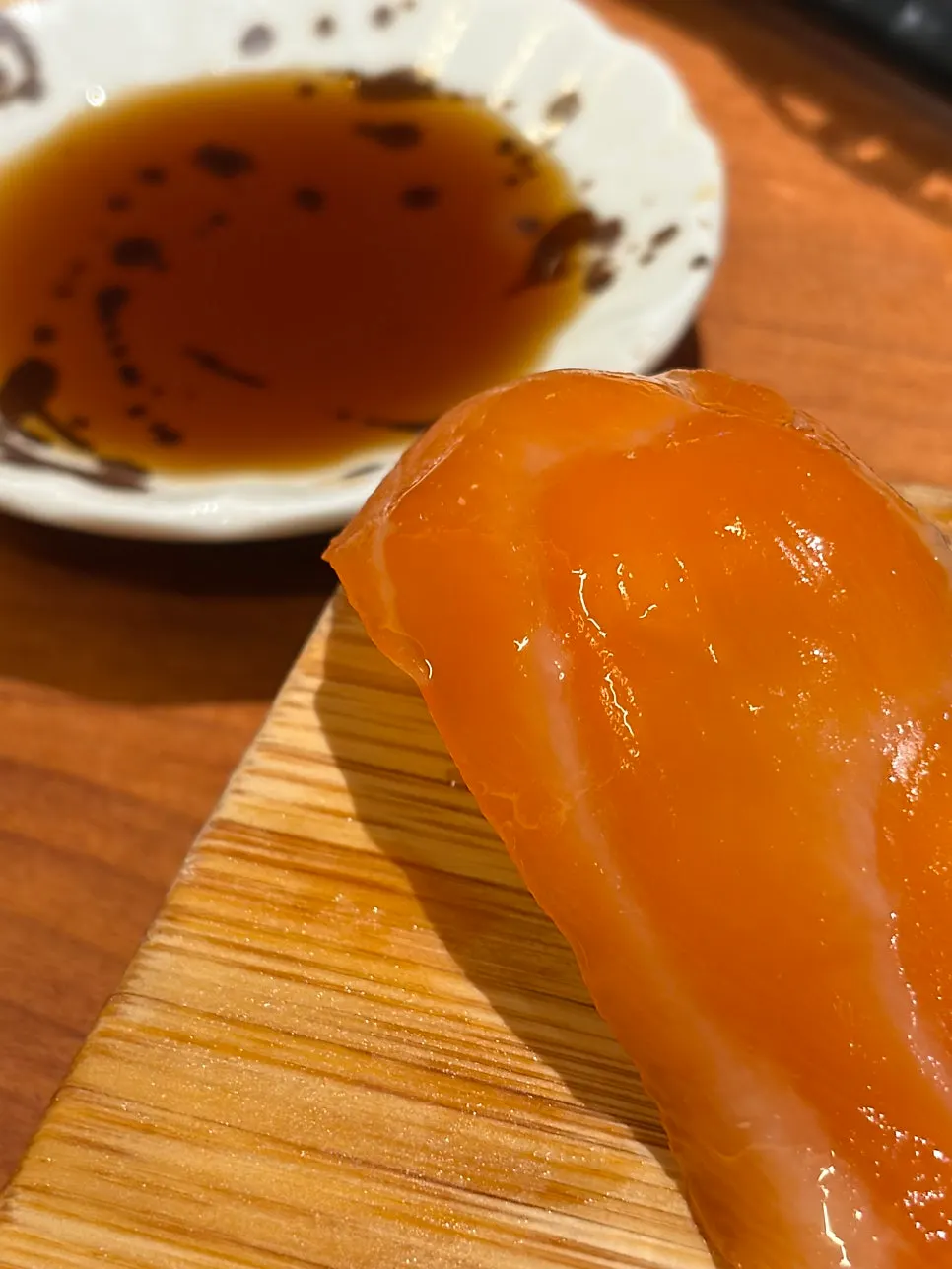 Salmon sushi saved for the very last bite