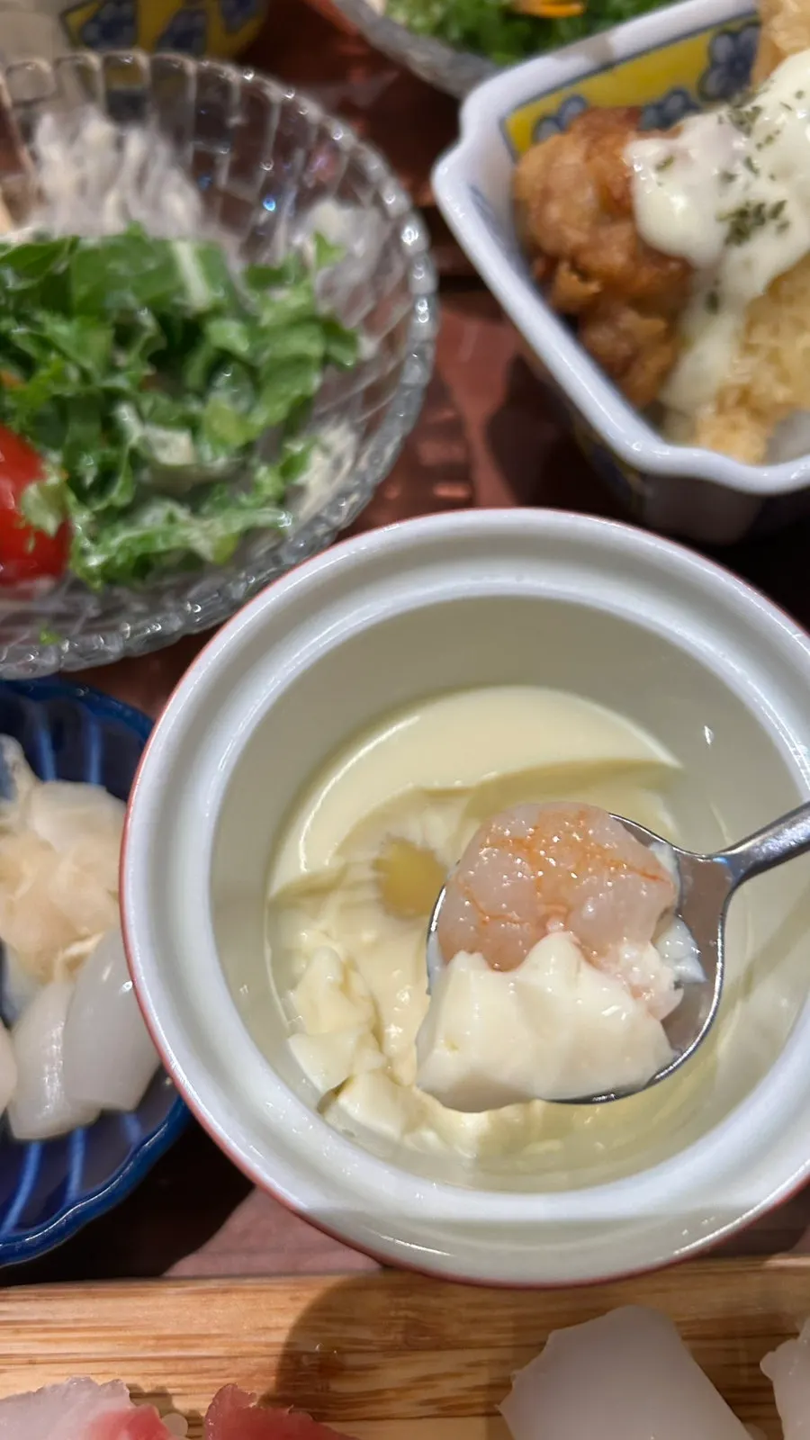 Truffle chawanmushi topped with truffle oil