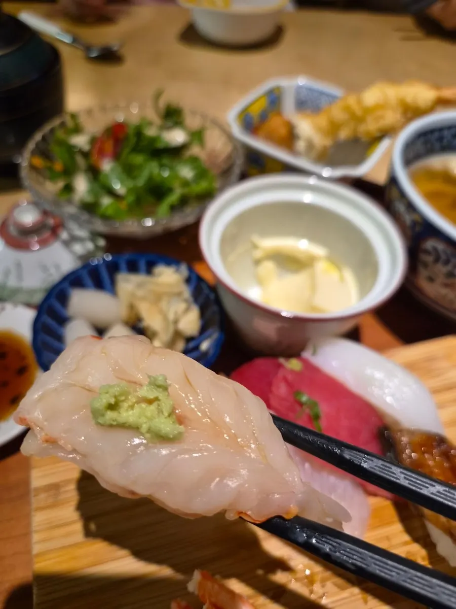Close-up of the deluxe set sushi plate