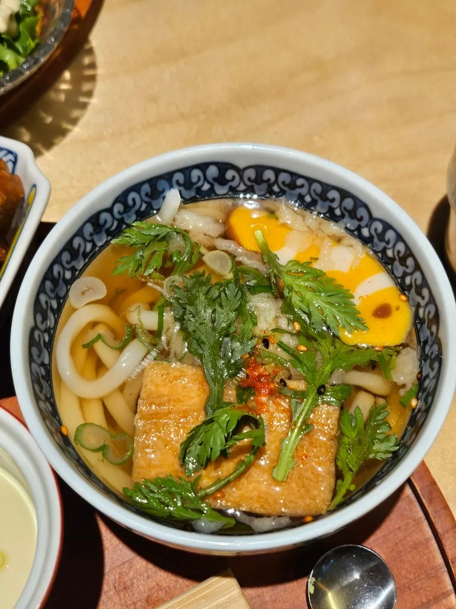Truffle-scented chawanmushi and udon