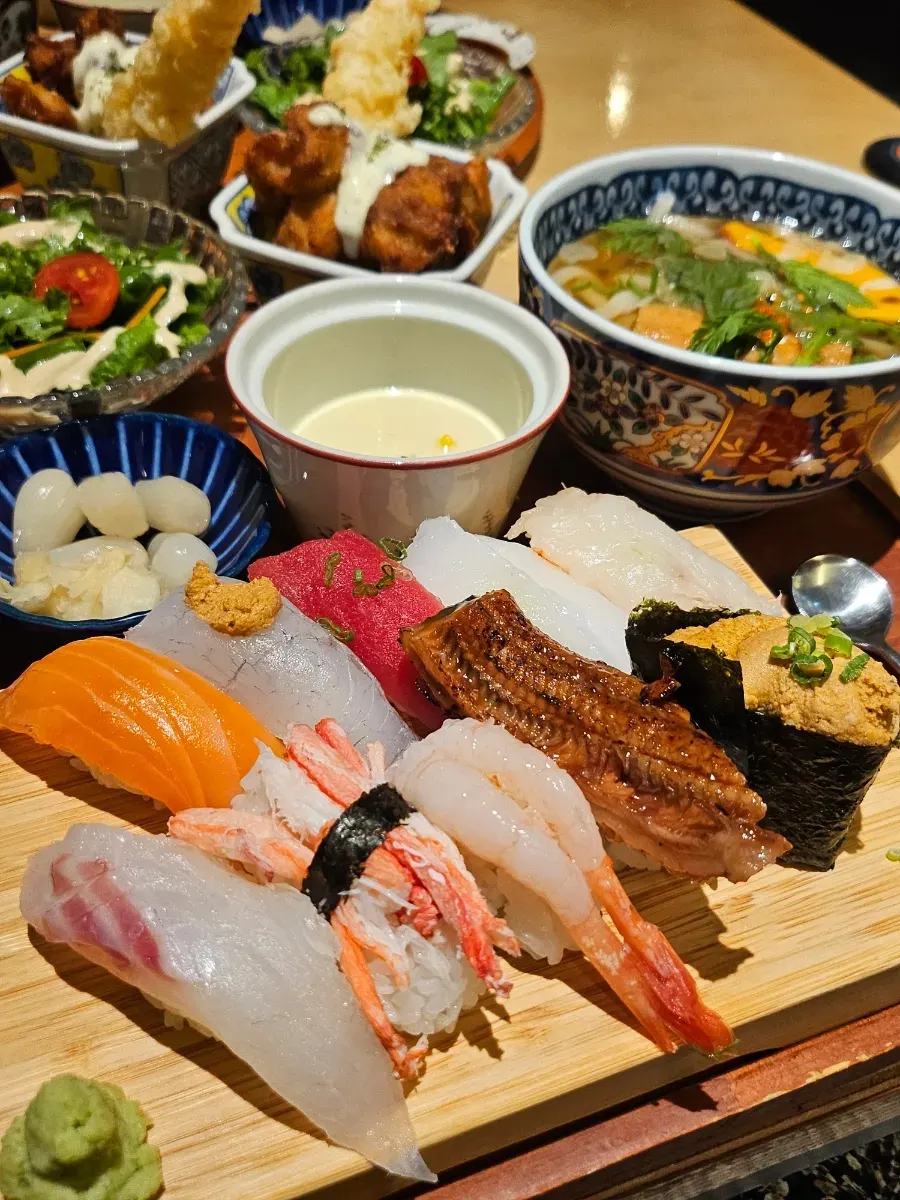 Table spread at Sushi Doku The Songdo recommended for dates