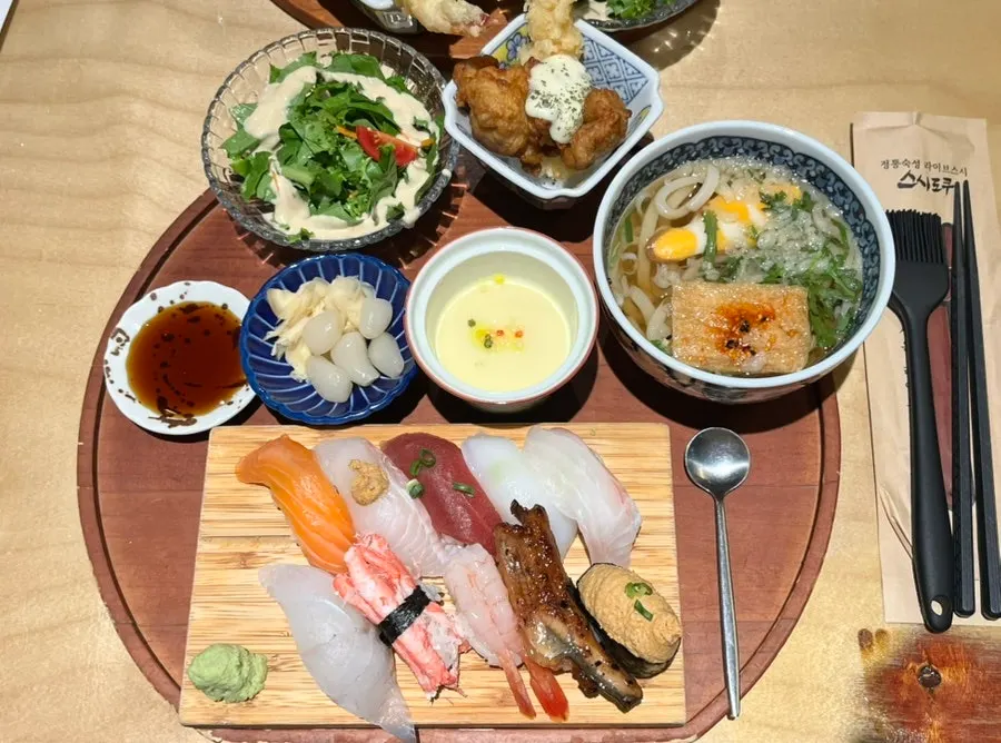 Full spread of the Premium Sushi Special Set for two