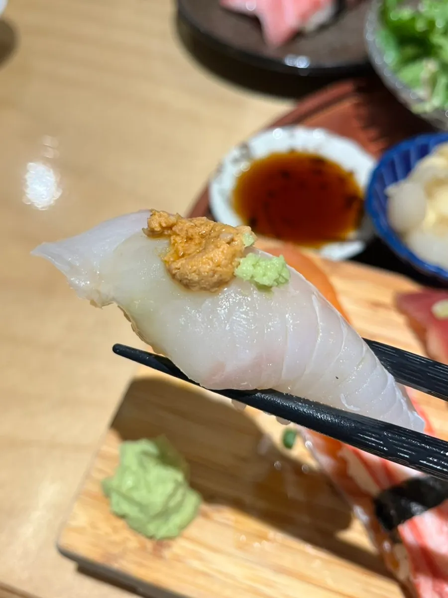 Close-up of sweet shrimp sushi