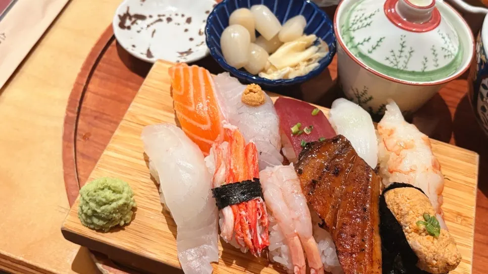 Full spread of the premium sushi set
