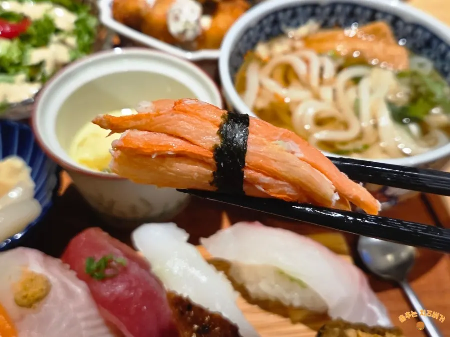 Close-up of sweet shrimp sushi
