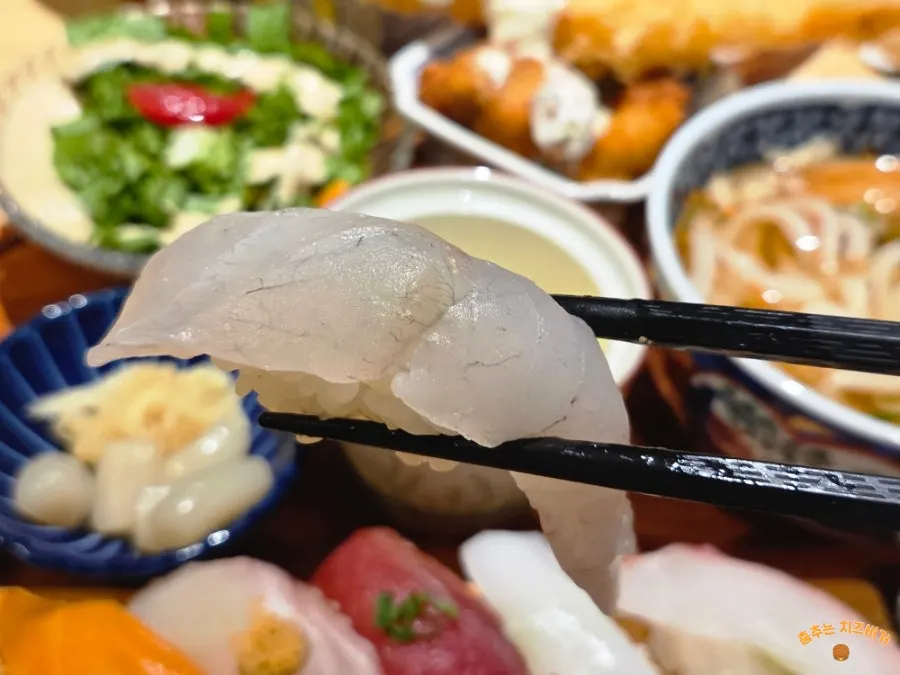 Close-up of red shrimp sushi