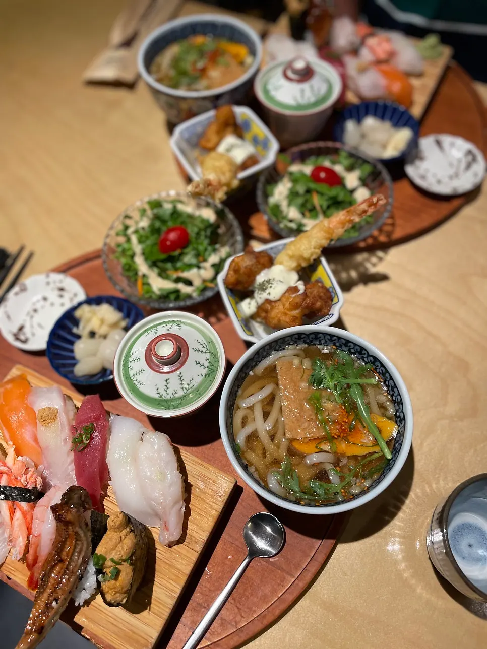 Set menu with chawanmushi and fried items