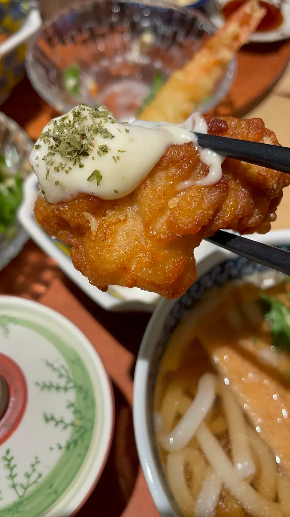 Meal with sushi and side dishes
