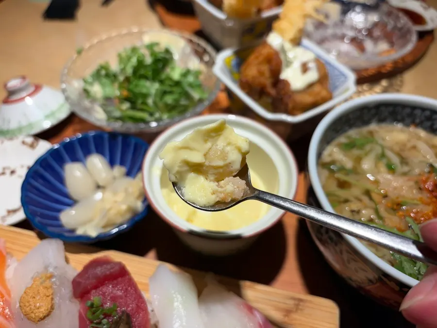 Truffle chawanmushi with ginkgo nuts and shrimp