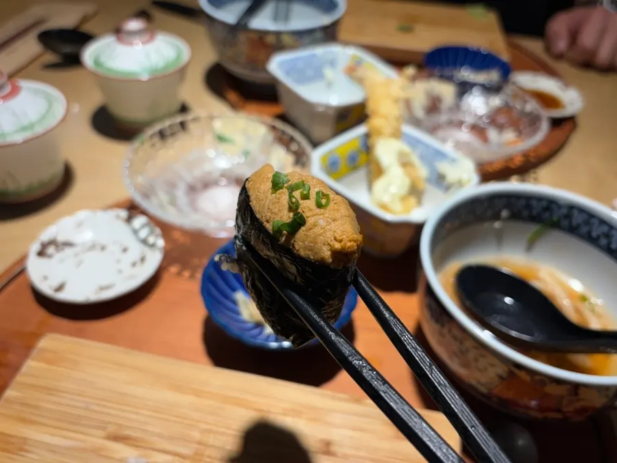 Close-up of eel sushi
