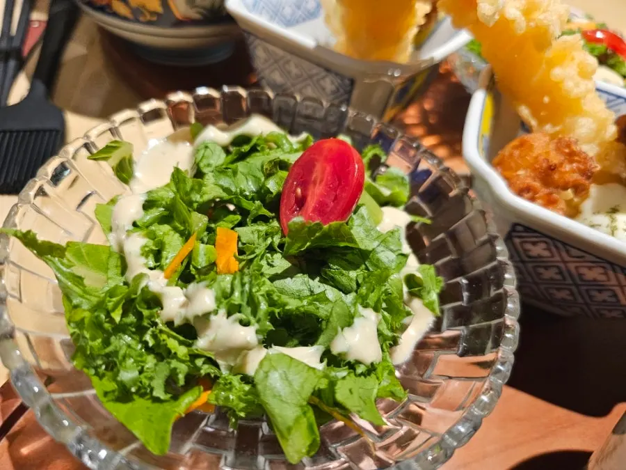 Appetizer salad and truffle chawanmushi