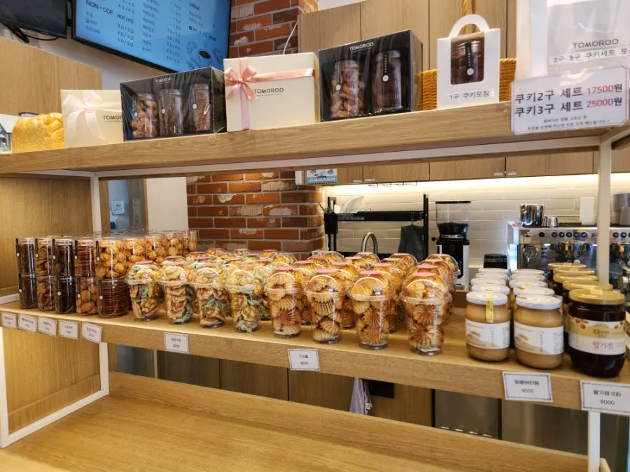 Corner with meringue cookies, cookies, and jams