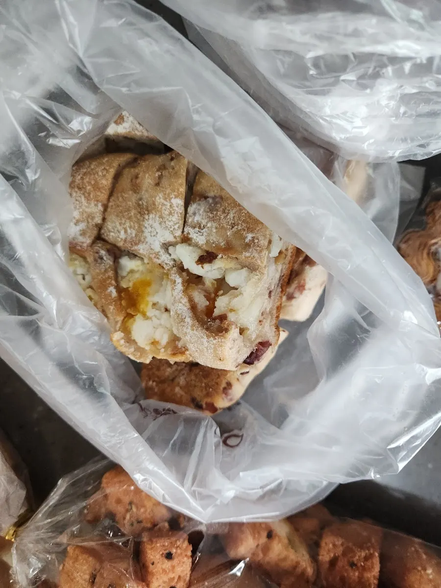 Sweet pumpkin rice bread packaged for takeout