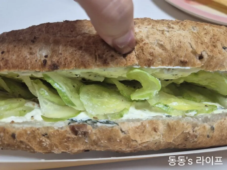 Cucumber baguette with cream cheese and cucumber