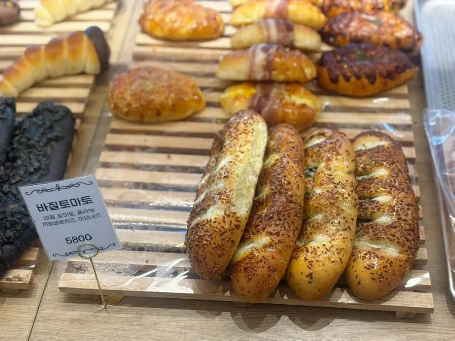 Fresh donuts and pastries on display