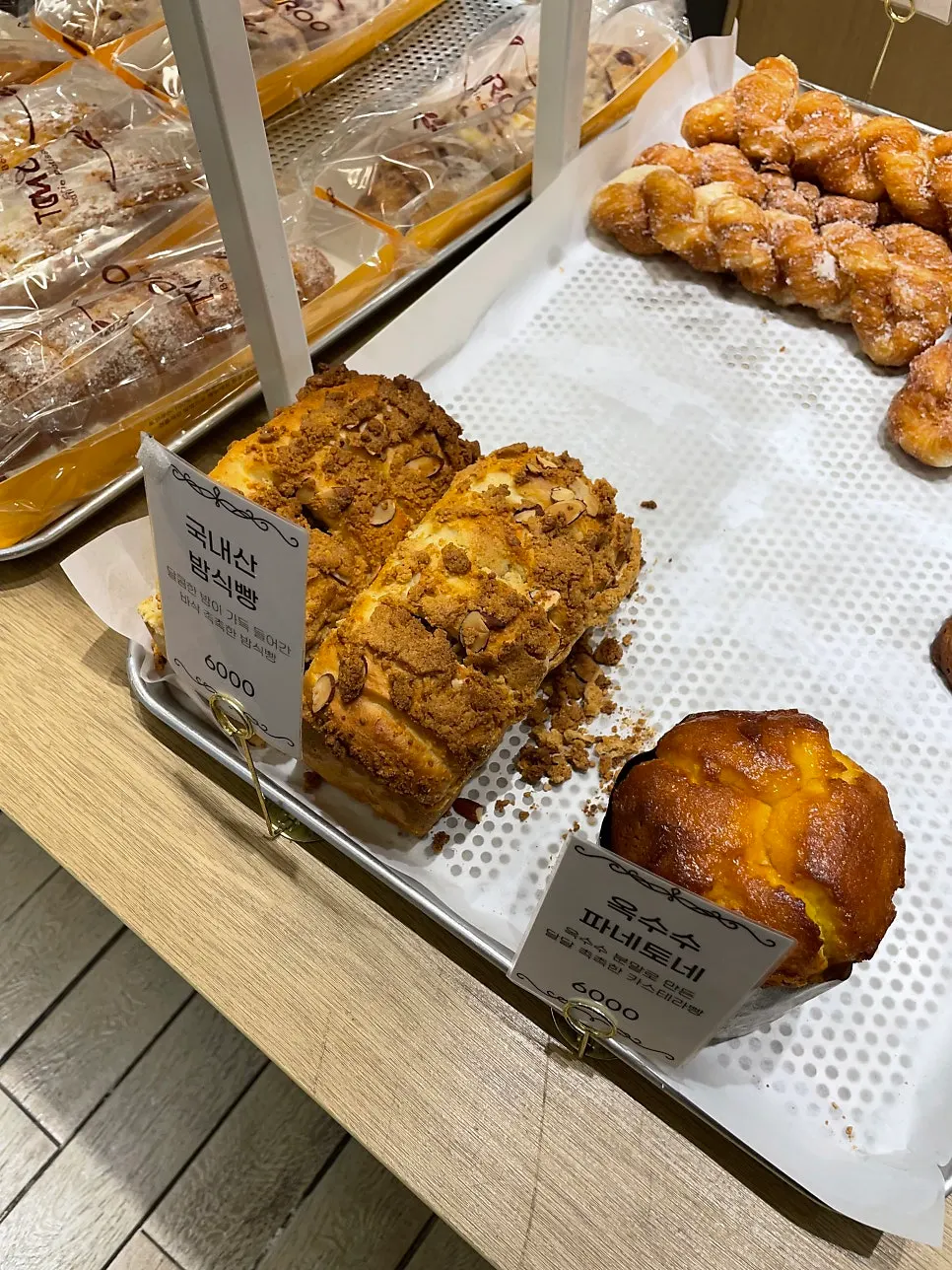 Bakery shelf filled with bread