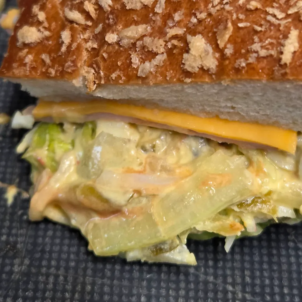 Inside the fresh vegetable croquette with ham and cheese