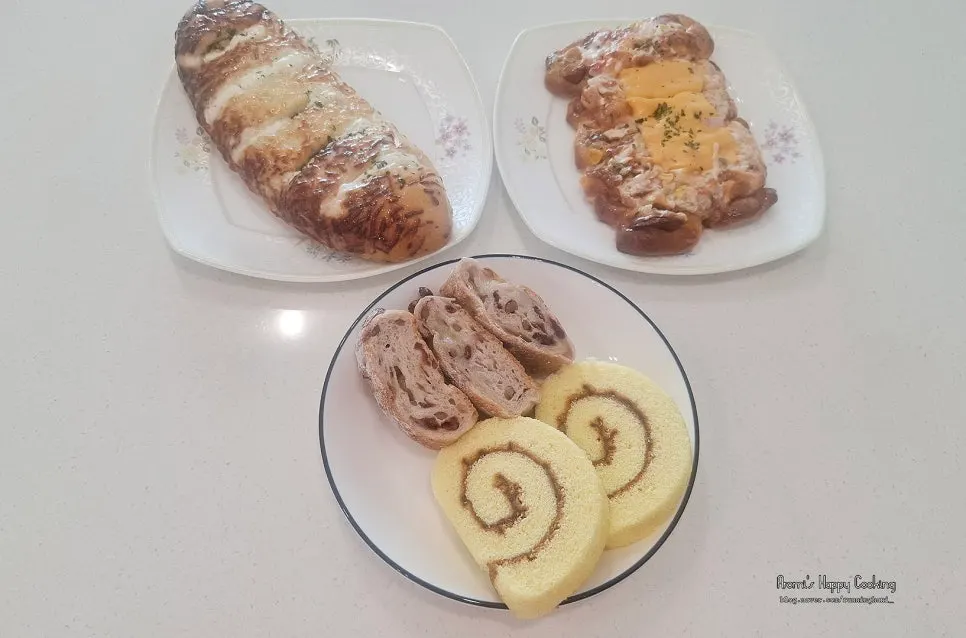 단호박쌀빵과 쌀롤 접시