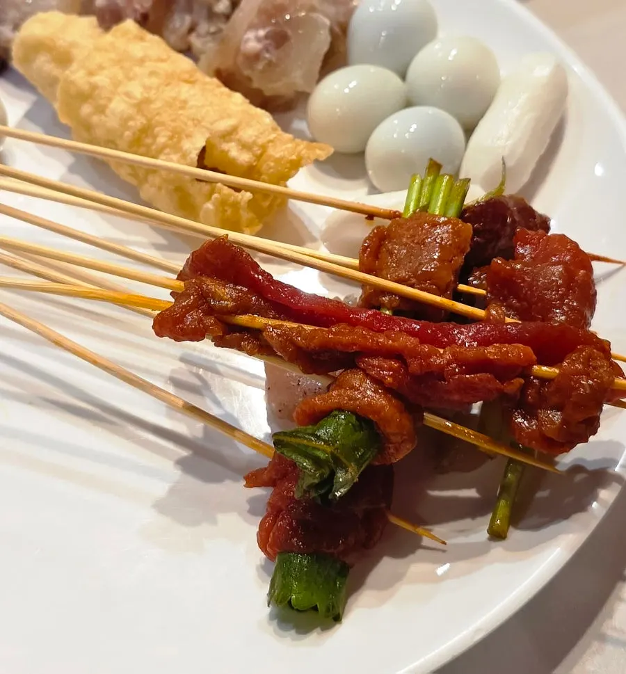 Display of various chuanchuan skewers