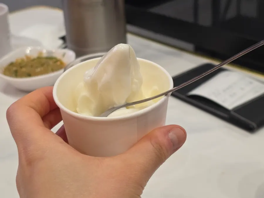 Ice cream eaten to finish the meal