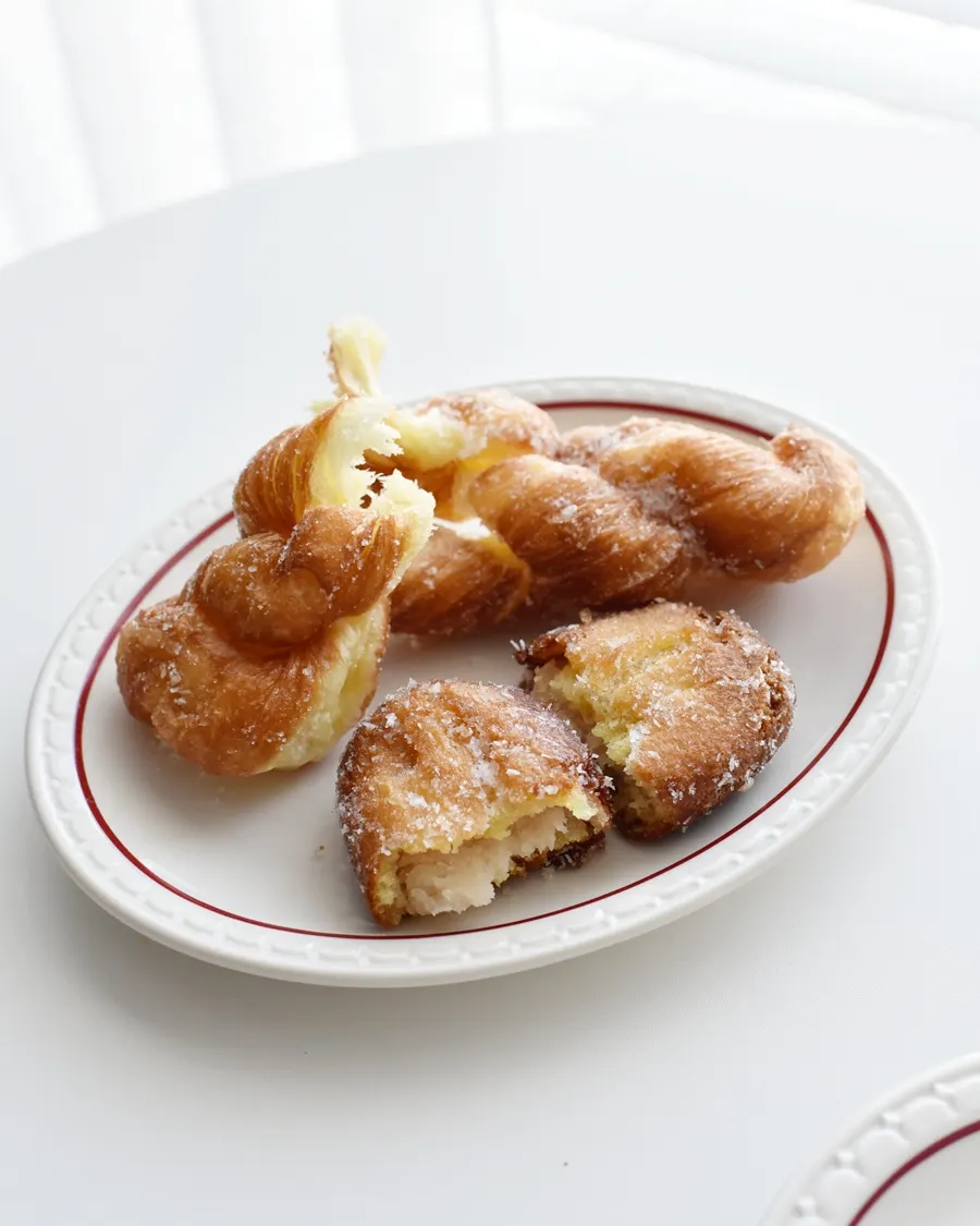 Old-fashioned twisted doughnuts and fresh doughnuts