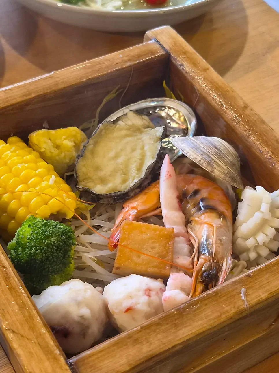 Abalone pot rice and seafood hinoki steam combination at Songjeongok