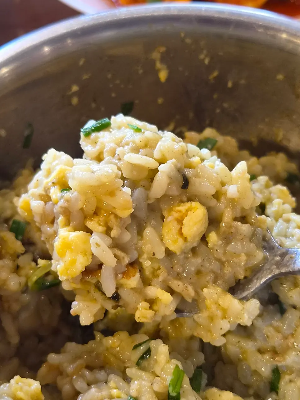 Abalone pot rice with abalone and scrambled egg