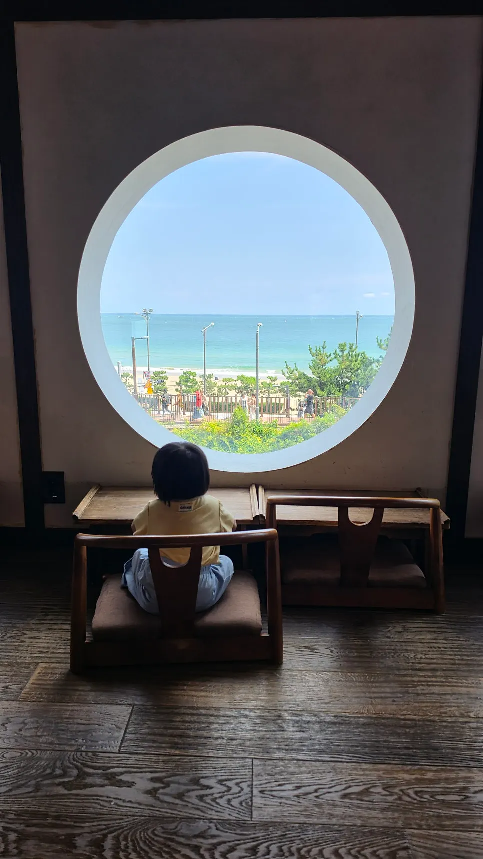Interior view of Suwolgyeonghwa overlooking Songjeong beach