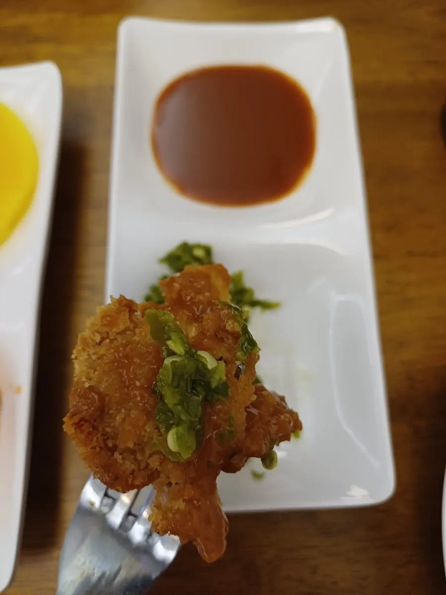 Pork cutlet topped with chili relish