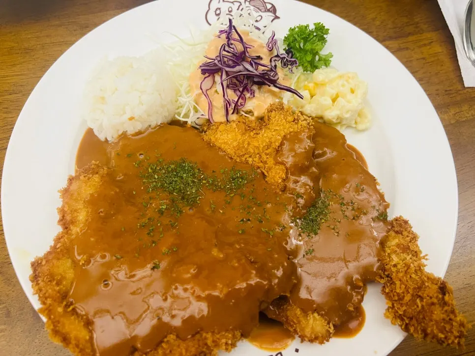 Large old-school pork cutlet filling the plate