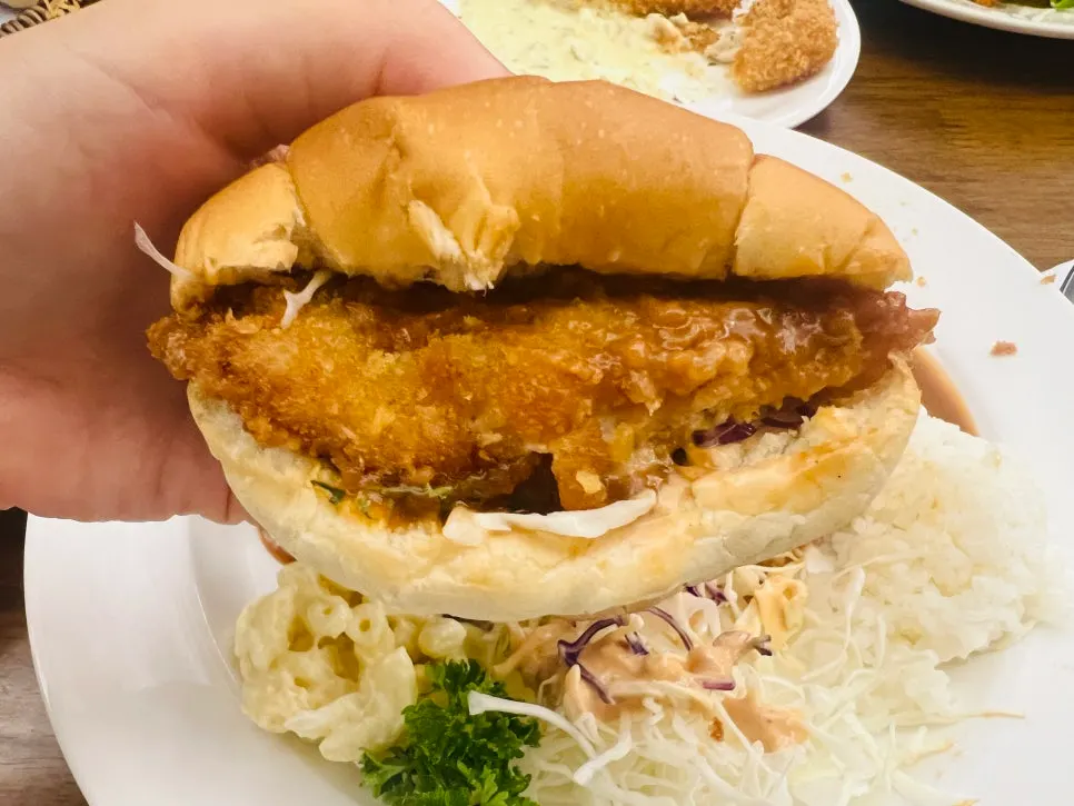DIY sandwich made with morning bread and pork cutlet