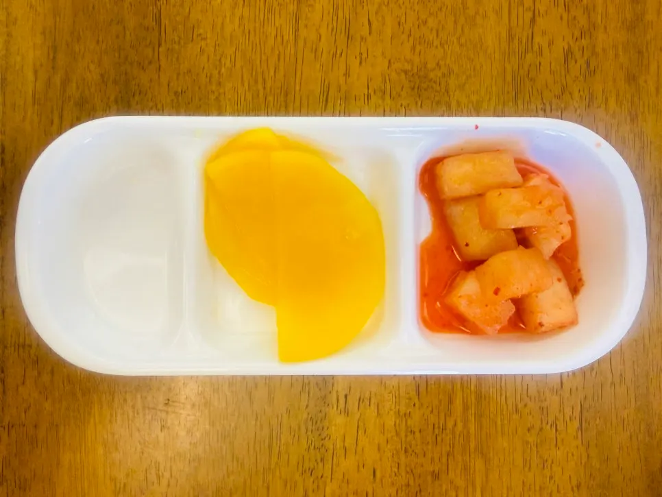 Plate of basic side dishes at Deli Donkatsu