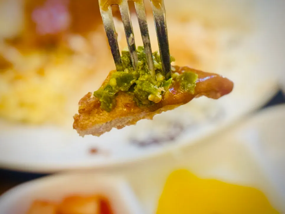 Small dish of minced chili relish to cut through the richness