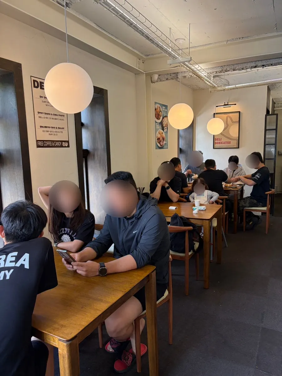 Seating and decor inside Deli Donkatsu