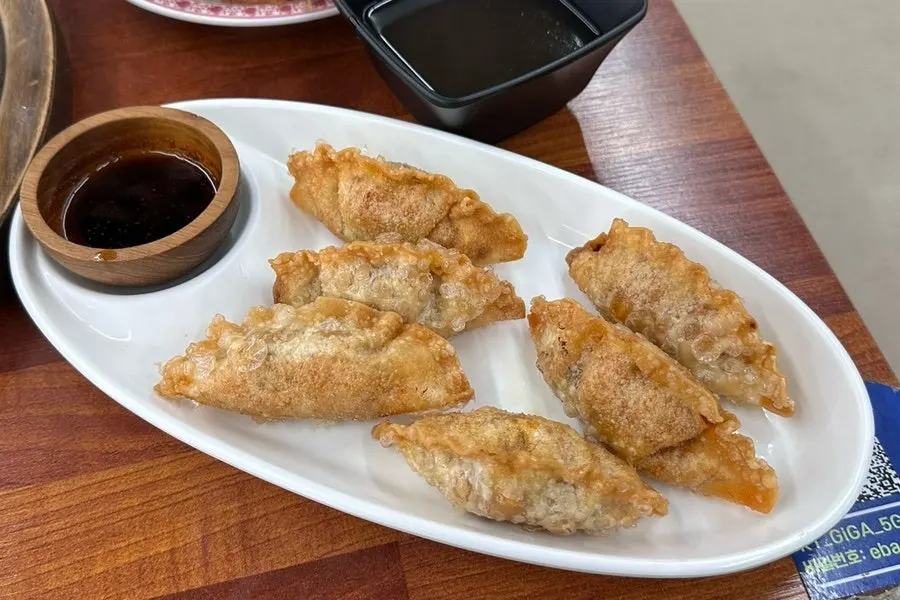 A plate of crispy fried mala dumplings