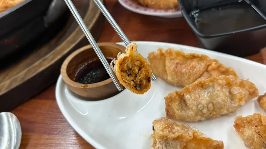 Mala dumpling filling packed with wood ear mushrooms and glass noodles